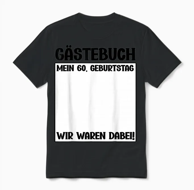 60. Geburtstag 60 Jahre Alt Gästebuch Geburtstagsfeier Unisex T-Shirt in Black