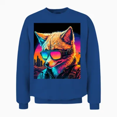 Retro Futuristic Synthwave Fox Unisex Sweatshirt - Royal