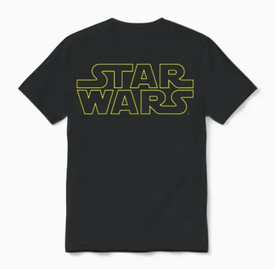 Star Wars Simple Title Logo Outline Disney+ Unisex T-Shirt - Black
