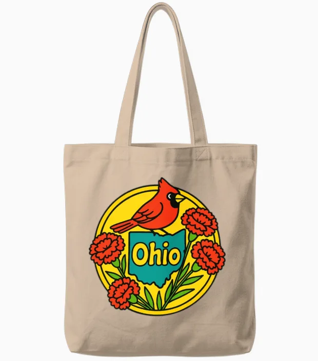 Retro Ohio Tote Bags in Natural