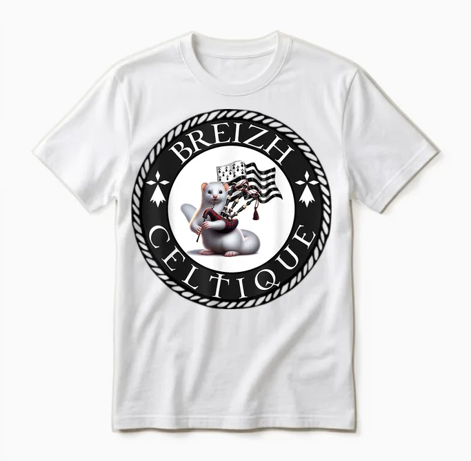 L'hermine Bretonne T-Shirt, Blue, S Unisex T-Shirt in White