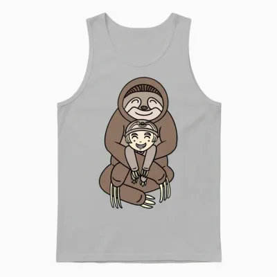 Funny Sloth Hug Unisex Tank Top - Ash