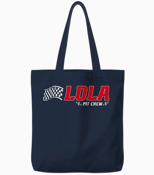 Lola Pit Crew Race Car Anniversaire Famille Assorti Tote Bags in Navy