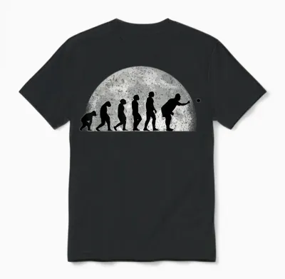 Bowling Evolution Moon Petanque Balls T-Shirt, Black, S Unisex T-Shirt - Black