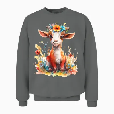 Baby Ziege Mit Blumen Süße Ziegen Mädchen Tochter Unisex Sweatshirt - Graphite Heather