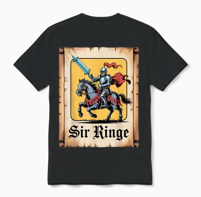 Sir Ringe Funny Knight Word Game Medieval Unisex T-Shirt in Black