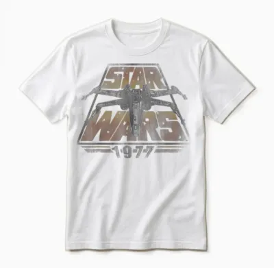 Star Wars X-Wing 1977 Retro Graphic T-Shirt, Grey, S Unisex T-Shirt - White