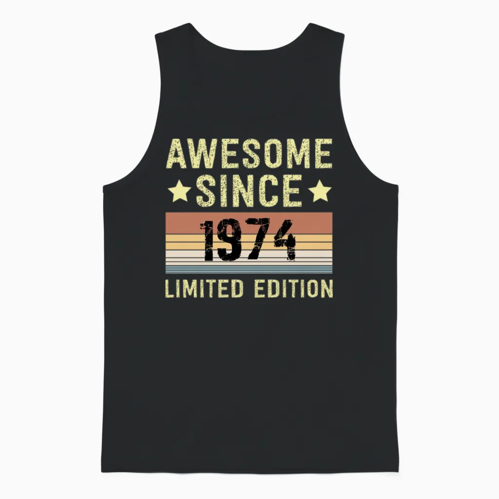 Awesome Since 1974 Birthday Unisex Tank Top in Black