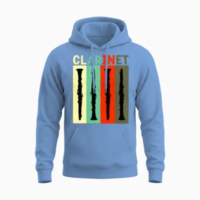 Clarinet, Retro, Music Unisex Hoodie - Carolina Blue