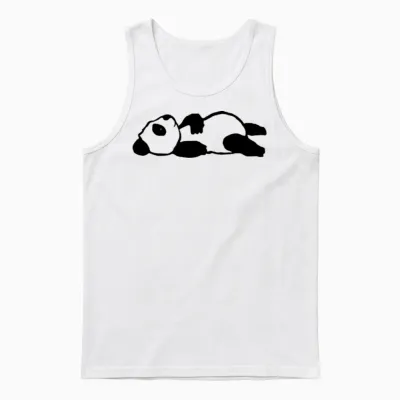 Cute Lying Panda Bear Unisex Tank Top - White