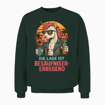Lustige Party Gadgets Die Lage Ist Besäufniserregend Einhorn Unisex Sweatshirt - Forest