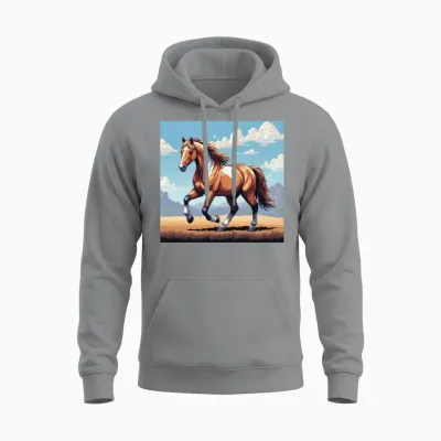 A Pixel Art of a Horse Unisex Hoodie - Sport Grey