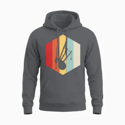 Retro Bagpipe Silhouette Unisex Hoodie - Charcoal
