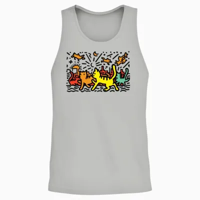 Walking Cats - the Haring Cats Collection Unisex Tank Top - Ash
