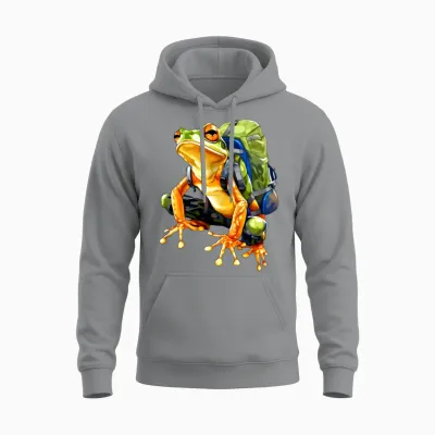Frog Mountaineer / Hiking Frogs Unisex Hoodie - Sport Grey