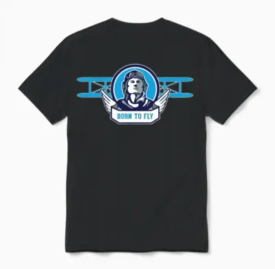 Born to Fly Retro Pilot Unisex T-Shirt - Black