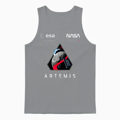 Nasa Artemis Ii Mission Patch Worm and Esa Logo Unisex Tank Top - Sport Grey