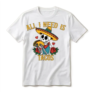 Skeleton Taco Lover Unisex T-Shirt - White