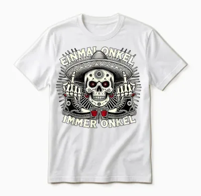 La Familia Los Tioz 2025 T-Shirt with German Text "einmal Onkel, Immer Onkel Unisex T-Shirt - White