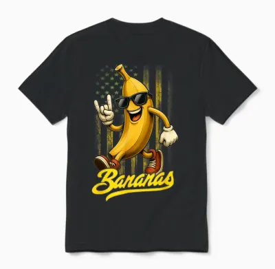 Funny Bananas Proud Name Retro American Flag Bananas Lover Unisex T-Shirt - Black