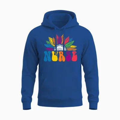 Retro Rainbow Sunflower Nurse Unisex Hoodie - Royal