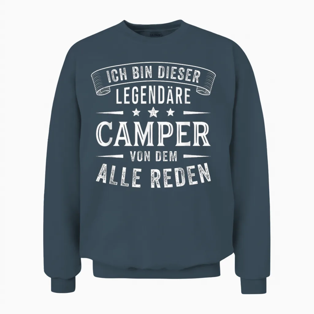 Men's I Am This Legendary Camper Funny Camping T-Shirt, Black Unisex Sweatshirt in Dark Heather