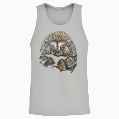 Hedgehog Animal Graphic Art Hedgehog T-Shirt, Black Unisex Tank Top - Ash