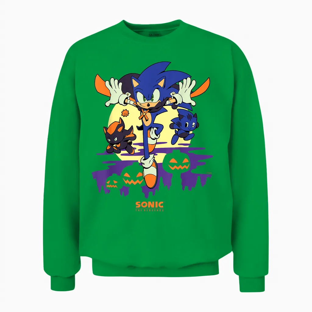 Sonic the Hedgehog - Chao Tales Halloween Moonlight Haunt Unisex Sweatshirt in Irish Green