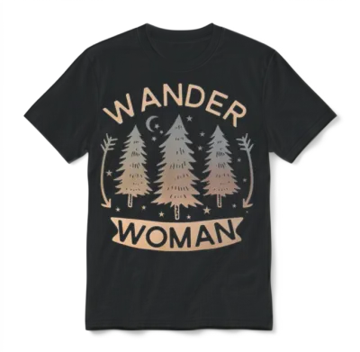 Wander Woman Camping Hiking Unisex T-Shirt - Black