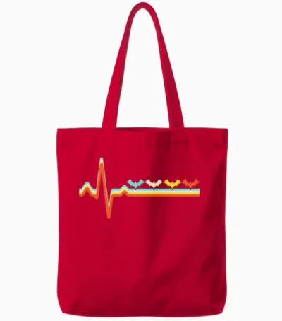 Bat Retro Tote Bags - Red
