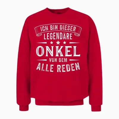 Men's T-Shirt with German Text "ich Bin Dieser Legendäre Uncle, Black Unisex Sweatshirt - Red