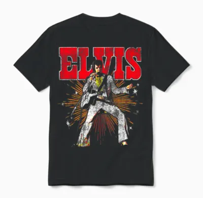 Elvis Presley Official Retro Short Sleeve Unisex T-Shirt - Black