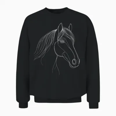 Line Art Cheval Knabstrupper équitation équestre Unisex Sweatshirt - Black