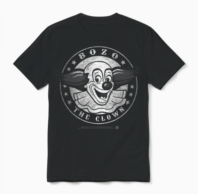 Bozo the Clown Faded Vintage T-Shirt, Black, S Unisex T-Shirt in Black