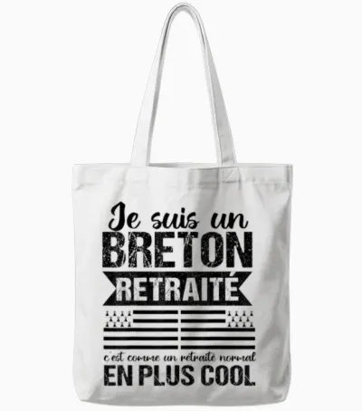 Je Suis Un Breton Retired Funny Retirement Brittany Gift T-Shirt, White, S Tote Bags - White