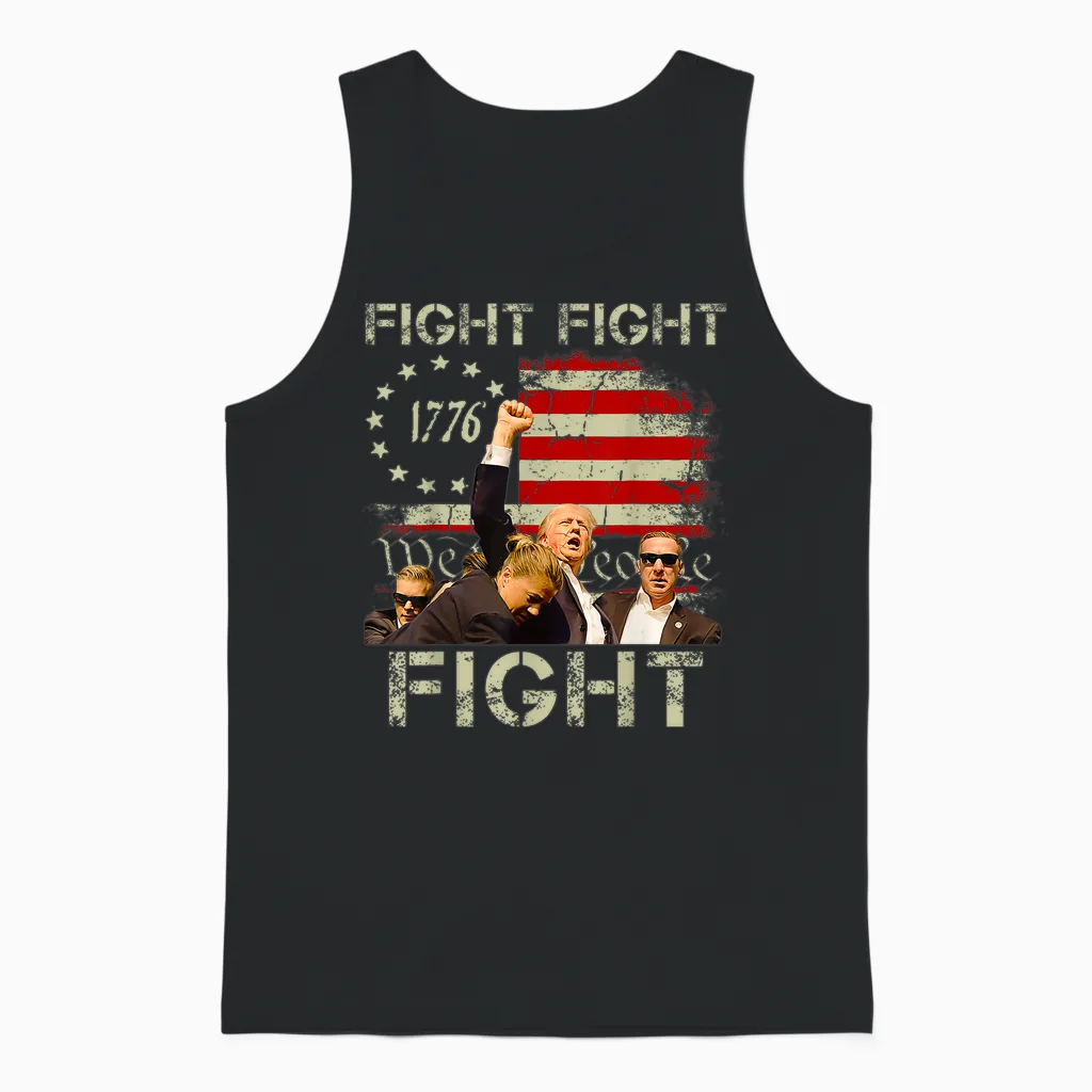 Trump Fight Fight Fight Trump Signals to Americans to Fight Unisex Tank Top in Black