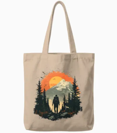 Hiking Lovers Tote Bags - Natural