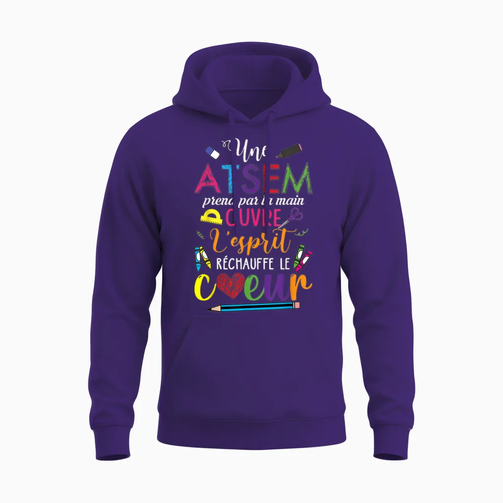 Thank You Atsem Teacher End of Year Kindergarten Humor T-Shirt, Black, S Unisex Hoodie in Purple