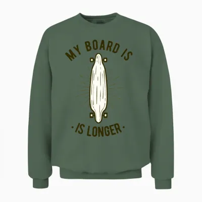 Longboard Retro Skater Skateboard Unisex Sweatshirt - Military Green