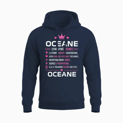 Citation Drole Oceane Humour Définition Prénom Oceane Unisex Hoodie - Navy