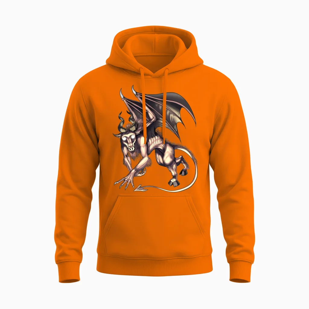 Jersey Devil Cryptid Creature Unisex Hoodie in Safety Orange