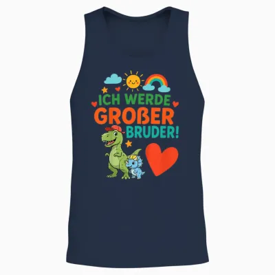 Children's Funny "ich Werde Großer Bruder 2026" Dinosaur Dinosaur Children's Unisex Tank Top - Navy