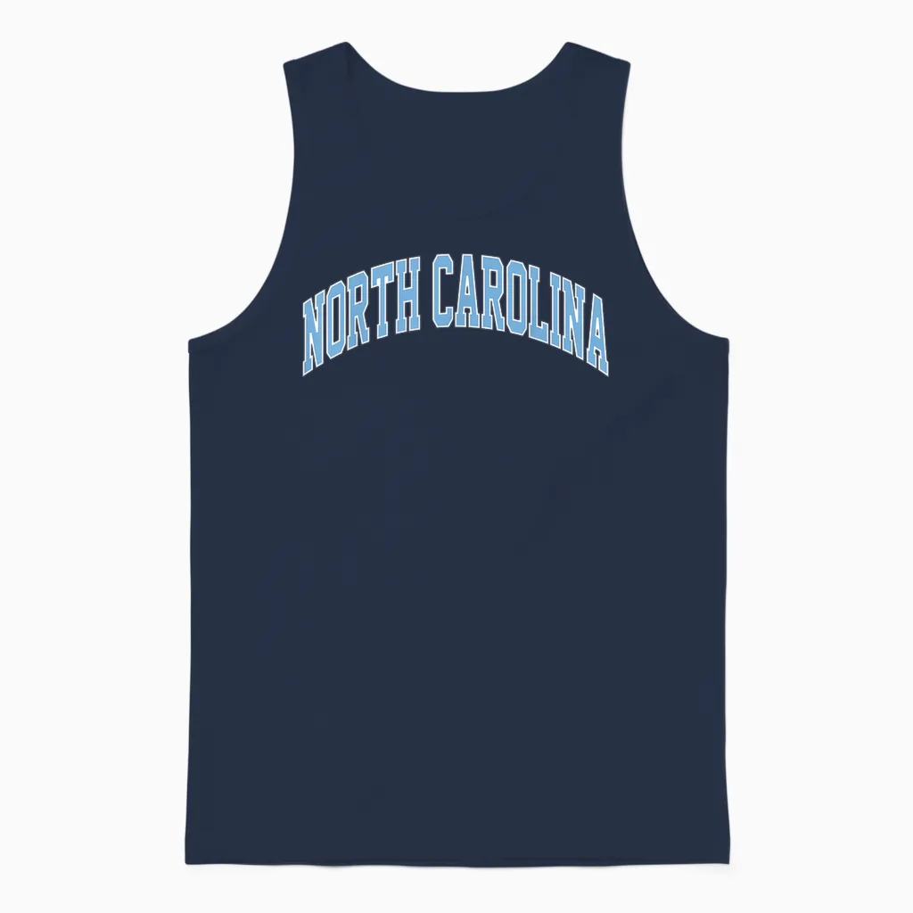 Retro North Carolina Blue Souvenir Simple North Carolina Unisex Tank Top in Navy