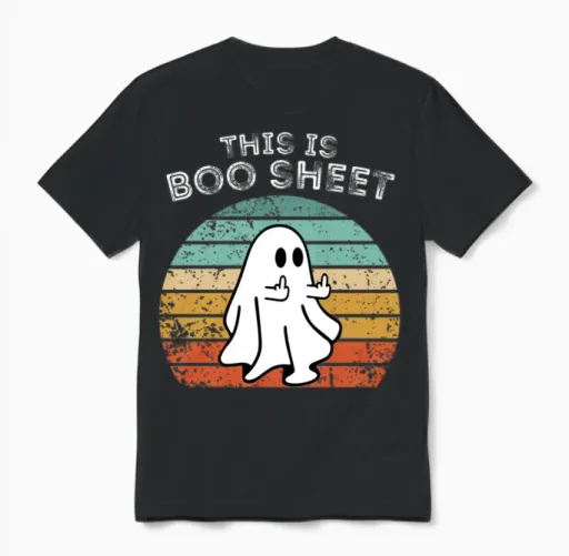 This Is Boo Sheet Ghost Retro Halloween Unisex T-Shirt in Black