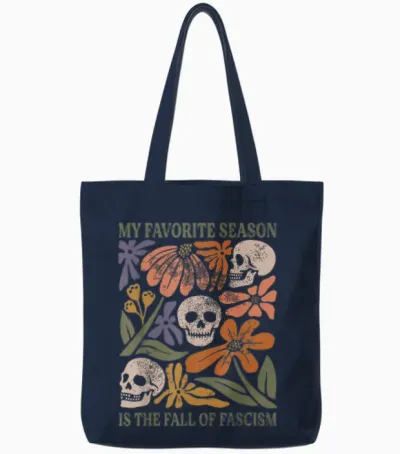 Halloween Retro My Favorite Season Is the Fall of Fascism Tote Bags - Navy