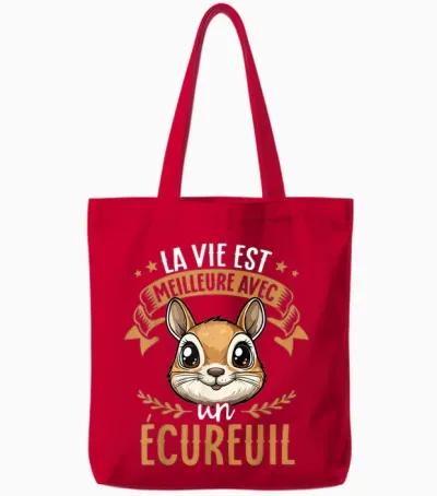 Je M'en Fous Je Suis Un Squirrel - ésquirrel Cute T-Shirt, Black, S Tote Bags - Red