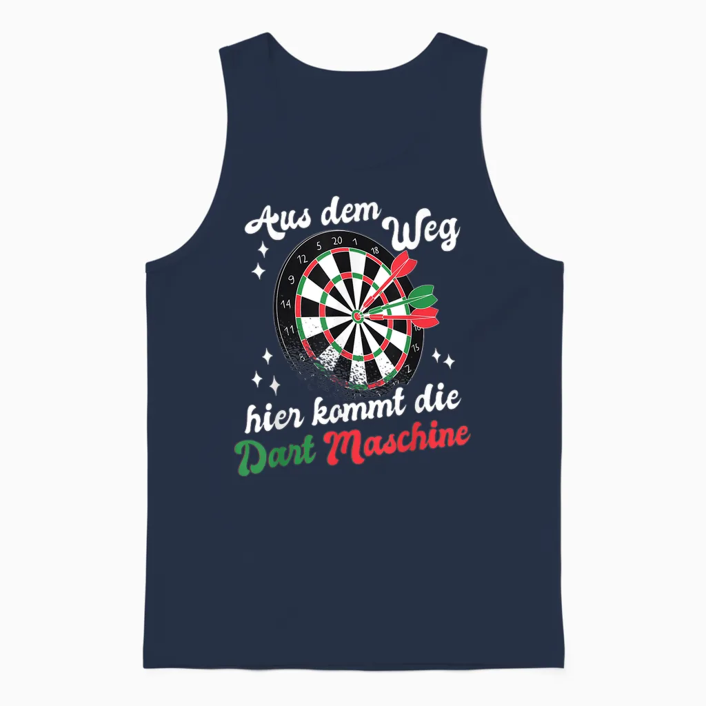 Aus Dem Weg Hier Kommt Dart Machine T-Shirt, Black, S Unisex Tank Top in Navy