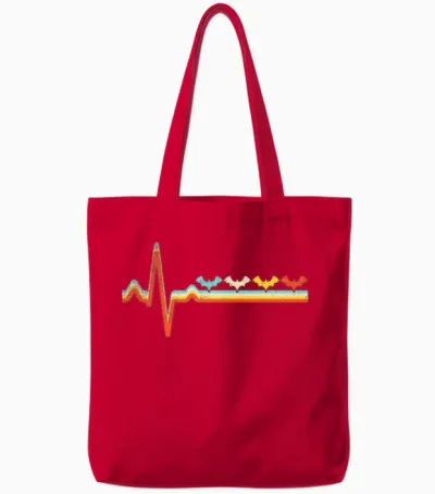 Bat Retro Tote Bags - Red
