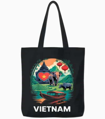 Vietnam Heart Love Tote Bags - Black