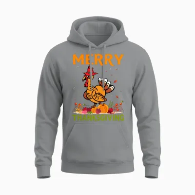 Merry Thanksgiving Turkey Food Thankful Family Day Unisex Hoodie - Sport Grey